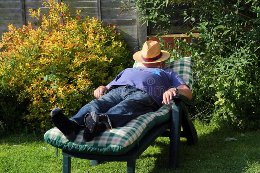 guy laying out in lawn chair